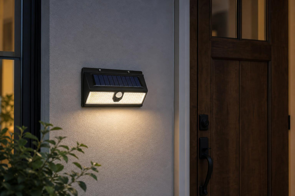 Foco solar de pared con sensor de movimiento