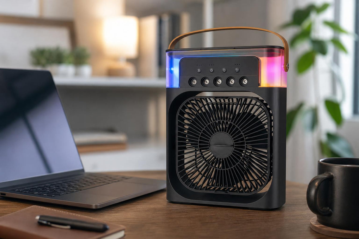 Mini ventilador portátil 3 en 1 con humidificador